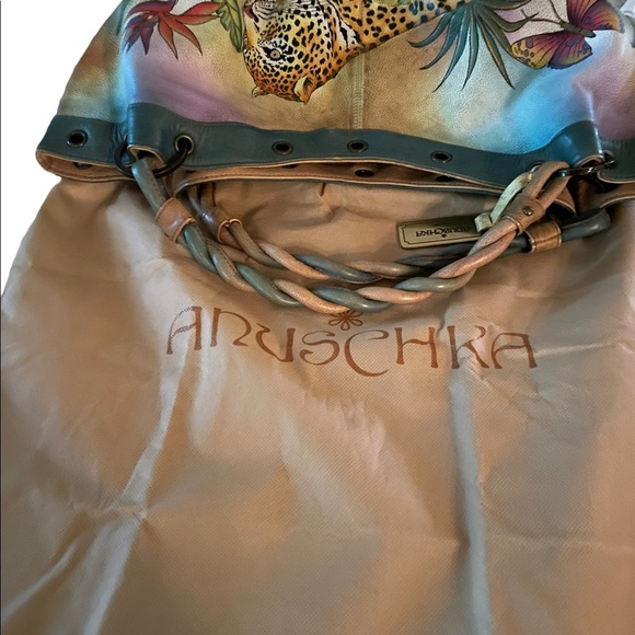 Anuschka Hand Painted Leopard in Paradise Leather Bohemian Handbag - Picture 11 of 12
